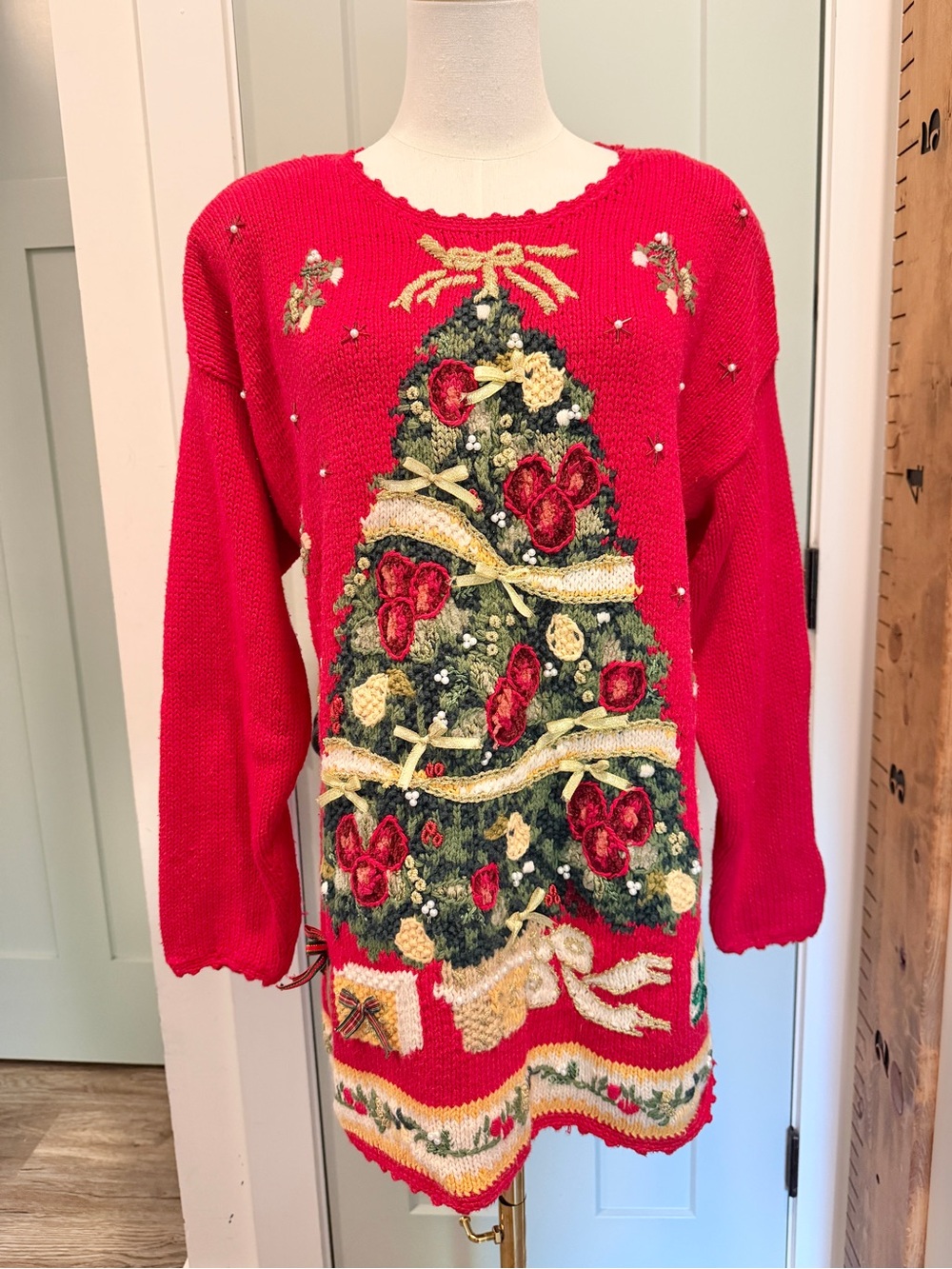 Vintage Heirloom Collectibles Christmas Tree Sweater 90s Maximalist Kitsch